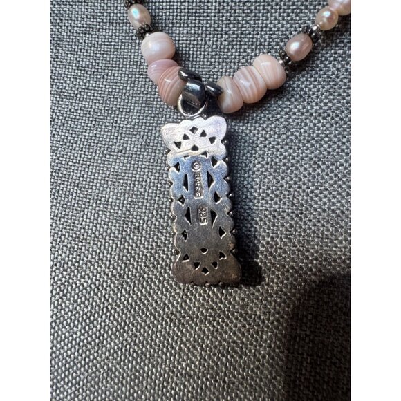 Vintage Barse Sterling Silver Pink Beaded Necklace Pendant - Picture 5 of 7